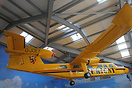Former Aurigny Trislander G-JOEY is now on display, suspended from a s...