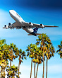 Lufthansa's sole 747-8i in the new livery departing over the LAX palm ...