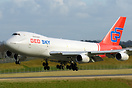 A rare sight of a classic 747 as Geo-Sky's 4L-GEO arrives at Birmingha...