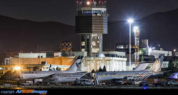 Mehrabad airport at night with a part of East ramp. Tehran Mehrabad International