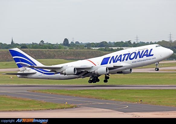 National Airlines operating a series of freight flights from BHX to the USA. on this visit cargo was flown to Houston, America Boeing 747-412(BCF)