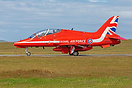 Red Arrows departing after displaying the previous evening at the Isle...