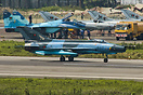 A Chengdu F-7 of Bangladesh Air Force taxiing out of runway 05 after t...