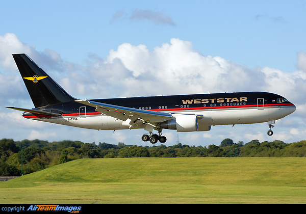One of many aircraft bringing foreign dignitaries to the UK for the funeral of Queen Elizabeth II on Monday 19th September 2022. This Weststar 767 landed at London Stansted but due to limited space there it transferred to Birmingham for parking Boeing 767-238/ER