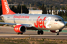 Jet2 Boeing 737-800 holding short of RWY10 at Alicante Airport waiting...