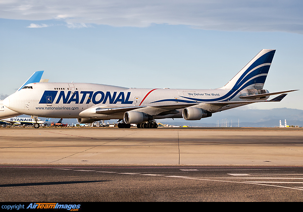 National Airlines Boeing 747-400F bringing to Madrid a new engine for a grounded Delta B767-300 aircraft. Boeing 747-412(BCF)