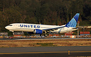 United latest 737-8 MAX touching down at the golden sunset