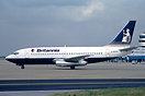 Incomplete livery, non-standard all-blue belly without stripes