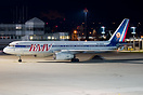 Night scene of a TU-204 ready for the last leg of the day