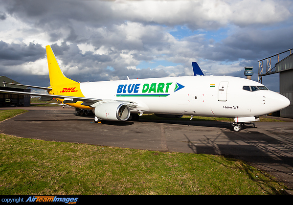 The First Boeing 737-800 for India's Blue Dart Aviation recently emerged from Airbourne Colours' paintshop in this hybrid DHL livery Boeing 737-84P(BCF)