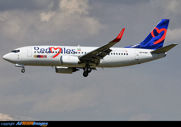 Sepehran Airlines revealed their newcomer 733 in frequent flyer club (Red Miles) livery. Ex UR-GBA Boeing 737-36N