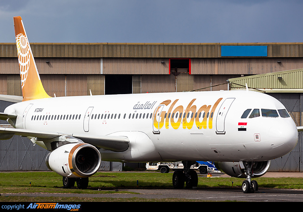 Ex- Avianca A321 N729AV has emerged from Airbourne Colours paintshop wearing this Global livery, an apparent new airline of Iraq Airbus A321-231