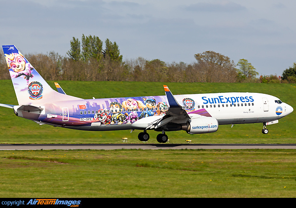 SunExpress latest special livery in relation to the up coming movie released later this year PAW Patrol: The Mighty Movie Livery Boeing 737-8AS