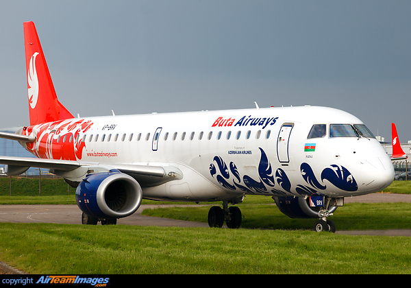 Buta Airways Embraer 190 VP-BRV arrived at East Midlands to be painted into Azerbaijan Airways livery by Airbourne Colours Embraer ERJ-190LR