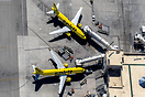 Parked side to another Spirit Airbus A319 N514NK.