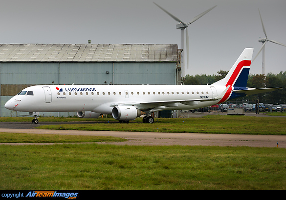 Fresh out of Airbourne Colours paintshop, Embraer 195 SX-LWD (ex- N391AZ) is a new type for Lumiwings and shows their new livery Embraer ERJ-195LR