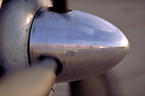 close-up of the spinning No. 2 engine propeller. This photograph was t...