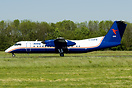 new Dash-8-300 for Libyan Airline Buraq Air, seen departing Maastricht...