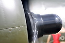 Close up of one of the four  Wright R-1820-97 nine-cylinder radial air...