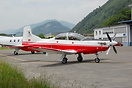 On the flight test apron at the Pilatus factory is newly built PC7 for...