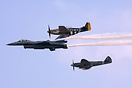 F-16, Mustang & Spitfire in formation