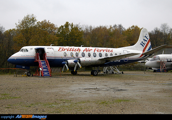 Part of the Brooklands Museum Collection at Weybridge. Note part of the old banked track of the Brooklands racetrack just visible behind the tail. Vickers 806 Viscount