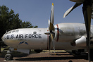 The B-50 was a beefed up version of the B-29, this view shows the upra...