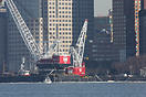 N106US sits below ice on the Hudson River as Weeks Crane #533 arrives ...