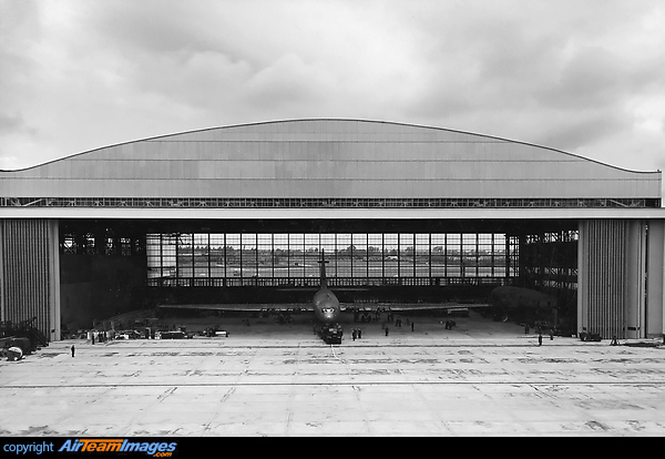 The huge Bristol Brabazon prototype aircraft G-AGPW about to roll out from the huge purpose built hangar in December 1948. Bristol Brabazon