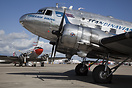 This SAS DC-3 is operated by Flygande Veteraner Sweden, pictured behin...