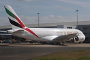 Emirates A380 pulling onto stand 54C on the new International Pier