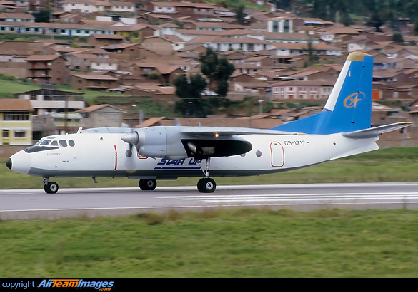 Departing runway 10. All departures use rwy 10 and all arrivals use rwy 28, due to mountainous terrain to the west Antonov An-24RV