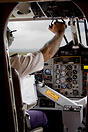 A view of the cockpit from a Twin Otter on departure of Tahiti Faa'a i...
